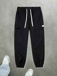 Pantalones de mujer de moda y prácticos, pantalones cargo con múltiples bolsillos, hechos de tela elástica y cómoda, adecuados para uso diario, trabajo, oficina, viajes y actividades al aire libre - Negro - Ver 2