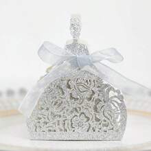 10 Stücke/25 Stücke/50 Stücke tragbare Hochzeitsgeschenkbox, Hochzeitsbonbonbox, kreative Hochzeitskleid-förmige Geschenkbox, Schleifenparty-Geschenkbox, geeignet für Bridal-Shower, Gäste, Jahrestags-Geschenke - Verschiedenfarbig - Übersicht 6