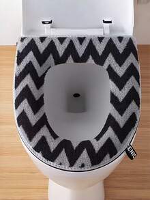 Thickened Zipper Toilet Seat Cover, Warm For Winter - Multicolor - View 2