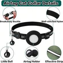 iDestry Cute Cat Collar With Detachable Reflective Kitten Collar With Bell, Compatible With Apple AirTag Holder, Nylon Silicone Material, Multiple Colors Available, Adjustable - Multicolor - View 3