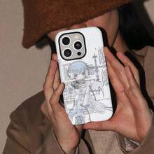 [Shipped from Mexico]Funda de Teléfono de Entrega Local: Funda de Teléfono 2 en 1 Textura Mate, Duradera, a Prueba de Golpes, Protección Estilosa, para iPhone 16, 15, 14, 13, 12, 11, 8, 7, Plus, Pro, Max, Amigos, de Moda, Fundas de Teléfono, Regalos de Cumpleaños Perfectos - Blanco - Ver 2