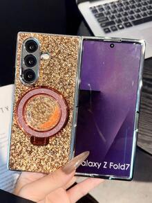 1pc Electroplated Rhinestone Glitter Liquid Quicksand Phone Case, Suitable For Samsung Galaxy Z Flip7, Galaxy Z Flip6, Galaxy Z Flip5, Compatible With Galaxy Z Flip7 FE, Galaxy Z Fold7, Z Fold6, Z Fold5, Z Fold4 - Multicolor - View 6