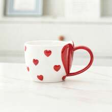 Hand-Painted Embossed Heart-Shaped Ceramic Mug Set, Cute Coffee Cup Pair, Couple Theme Drinkware, Couple Gift - Multicolor - View 14