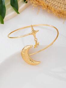 1 chiếc vòng tay kim loại mạ vàng hình mặt trời tối giản thời trang, phụ kiện đa năng phù hợp cho nữ, trang phục đi nghỉ mát. - Ngôi sao tám cánh vàng - Xem 3