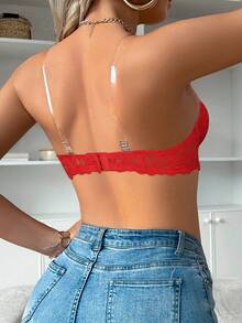 Peach Girl Red Lace Underwire Bra, Comfortable Removable Straps, Supportive Everyday Wear - Red - View 10