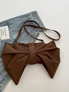 Cute Large Capacity Fashion Bow Crossbody Bag For Women - Brown - View 6