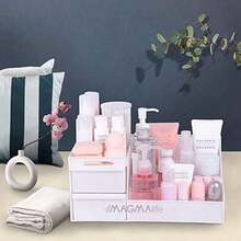 MAGMALIFE Organizador de Maquillaje, Perfecto para Organizar Cosméticos, Caja Organizadora de Maquillaje, Color Blanco - Blanco - Ver 5