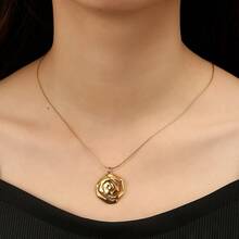 1 chiếc dây chuyền mặt dây hình hoa không đều đơn giản bằng thép không gỉ 304 dành cho nữ, thích hợp đeo hàng ngày, độc đáo và tinh tế. - Vàng - Xem 7