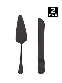 2Pcs Stainless Steel Cake Cutting Set,Cake Knife And Server Set For Wedding, Birthday, Party - Multicolor - View 5