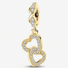 1pc Fashionable Interlocking Heart Pendant Beads, Suitable For Women Bracelet, Bangle DIY Jewelry Making And Daily Accessories Decoration - Style 8 - View 4