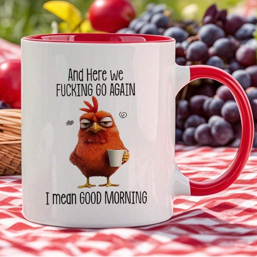 Taza de cerámica de 325 ml con motivo de pavo - Rojo - Ver 1