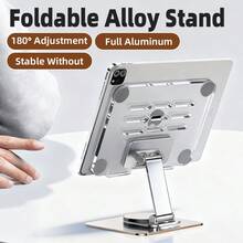 360° Rotation Tablet Stand For IPad, Adjustable Foldable Tablet Holder, Alloy+Acrylic Stand Compatible With IPad Pro/Air/ Mini - Clear - View 5