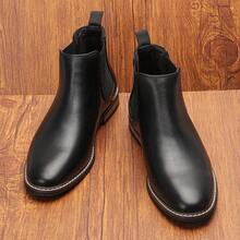 Men's Chelsea Boots Commuter Business Rubber Wood Sole Casual Retro Style Ankle Boots - Black - View 7