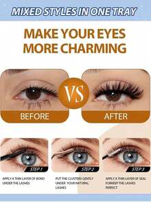 640pcs Cluster False Eyelashes Set, 10D/20D/30D/40D/50D/60D/80D Mixed Synthetic Mink Hair Lashes, 0.07mm Curl, 8-18mm Length, Includes Natural Look Lashes, 3D Russian Volume, Suitable For Beginners, Reusable, Essential For Home, Eyelash Clusters, Individual False Lashes, Ideal For Travel, Daily Wear (Suitable For Beginners), Weddings, Dates, Parties, Holidays, Great As Christmas/Halloween/Gift Eyelash Set - D - Xem 6