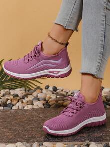 2026 New Women's Mesh Sneakers, Soft Bottom Lightweight Casual Running Shoes, Versatile Daily Commute Walking Shoes, Comfortable Non-Slip Ladies Casual Shoes - Purple - View 4