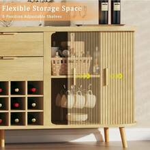 Gabinete buffet de 58 pulgadas con almacenamiento, gabinete estriado para bar de vino con cajones y estantes ajustables, aparador buffet moderno de mediados de siglo con 12 estantes de vino & cocina | cocina accesorios | accesorios para cocina - por defecto - Ver 4