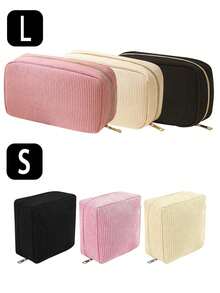 大容量灯芯绒化妆包，便携式收纳包，多功能收纳包，洗漱包，家用旅行化妆品收纳整理包，化妆旅行洗漱必备品，化妆包，旅行必备品，收纳包，储物包，旅行必备品，化妆品收纳包，桌面收纳包，化妆包，化妆袋，化妆品收纳包，圣诞礼物，母亲节礼物，化妆袋，化妆袋，旅行必备品 - 彩色 - 查看 2