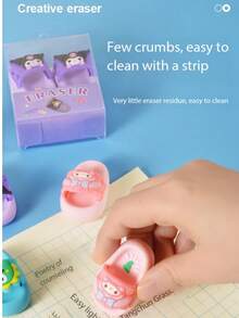Sanrio 1 Pair (2pcs) Cartoon Kuromi, My Melody Slippers, Dust-Free Super Clean Wipe Reward Erasers - Multicolor - View 8