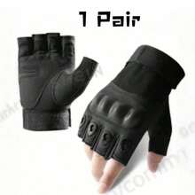 Half Finger Tactical Gloves For Men, Outdoor Cycling Sports Anti-Slip Durable Climbing Fitness - Black - View 2