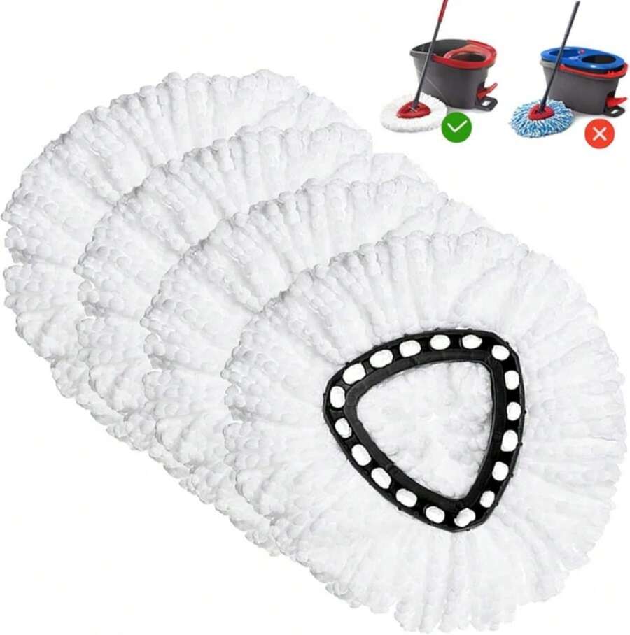 Spin Mop Replacement Head 4 Pack Mop Refill Compatible With Ocedar Triangle Swivel Mops Microfiber Swivel Mop Refill,Deep Clean,Machine Washable And Easy To Replace - Màu be - Xem 1