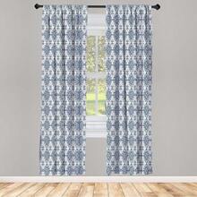 Blue And White Window Curtains Pack Of 2, Abstract Tie Dye Effect Ikat Shibori Pattern In Bohemian Fashion, Lightweight Set With Rod Pocket, 4 Panels Of - 28\ X 63\, Navy Blue - 海軍藍 - 查看 3