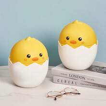 Cubo de basura de escritorio para uso doméstico, tamaño pequeño creativo para sala de estar y dormitorio, con tapa, contenedor de almacenamiento de oficina, forma linda de cáscara de huevo y pollito, para comer semillas de girasol y cáscaras de nueces - 1 - Ver 7