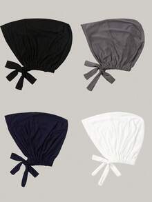 4pcs/Set Women's Solid Color Adjustable Elastic Hijab Cap, Hijab Undercap, Soft & Comfortable Modal Hijab Headscarf, Suitable For Daily Wear, Abaya, All Seasons,Holiday,Travel Essential - Multicolor - View 5