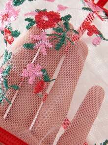 Women's Solid Color Mesh Contrast Lace Sheer Sexy Camisole Nightgown