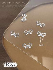 10/100/500pcs 3D Silver Bow Heart Nail Art Decorations, Korean Style Metal Bow, Star, Moon Nail Jewelry, Y2K Punk Nail Gems, DIY For Acrylic Nail Stickers, Phone Cases, Shoes, Clothes, Bags Nails Nail Supplies Nail Charms - Multicolor - View 47