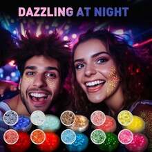 AROIC 14 Colors Body Glitter, Face & Hair Glitter Gel Set For Mardi Gras, Eye Shimmer For Women Glow In The Dark Rave Accessories Party Supplies, Face Paint Hair/Cheek/Eyelid Sparkle Makeup(18ml/Tube) - 40種顏色 - 查看 3