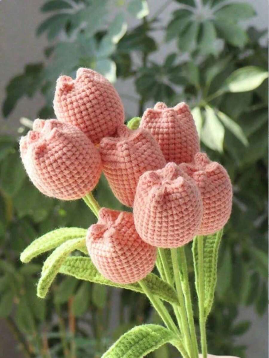 1pc/Pack DIY Crochet Tulip Gift, DIY Artificial Flower Bouquet, Handmade Crochet Tulip Bouquet, Crochet Flower Bouquet Gift, Perfect Gift For Women, Valentine's Day, Birthday Or Graduation Ceremony - Multicolor - View 1