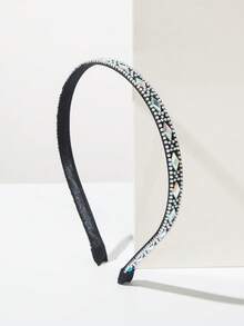 1条黑色细发箍，简约水钻装饰，百搭时尚配饰，优雅时尚，适合日常佩戴的发箍发圈 - AB - 查看 4