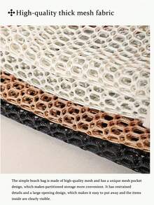 Große faltbare Mesh-Strandtasche, Damen Schultertasche, Mesh-Strandtasche mit Taschen zum Tragen von Bademode, Toilettenartikeln, Strandaccessoires - Verschiedenfarbig - Übersicht 10