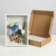 1个精美3D展示盒，适用于植物标本、门票和纪念品——木质镂空设计，细节闪亮，非常适合墙面或桌面装饰、家居装饰、房间装饰、人造礼品、生日毕业圣诞装饰