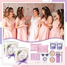 88 Pcs Bridesmaid Proposal Gifts Bridesmaid Box Set Maid Of Include Box Candle Invited Cards Scrunchies Hair Elastics Ties Knotted Bracelets Pens Blue - 紫色 + 經典 - 查看 7