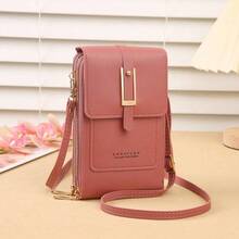 Touch Screen Crossbody Phone Bag For Women, Multi-Function Small Shoulder Bag With Card Slots, Mini Vertical Messenger Purse & Wallet - 深粉紅色 - 查看 6