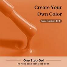 15毫升南瓜橙色一步式凝胶指甲油，三合一，无需底油和封层，充满活力的秋季色彩，适合万圣节、感恩节美甲，可卸除，UV/LED凝胶瓶身颜色与指甲油颜色一致 - 橘色 - 查看 3
