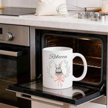 Customized Personalized Easter Mug: Rabbit Bow Design, Easter Gift, Personalized Name Cup, Romantic Easter Gift For Boyfriend, Girlfriend, Him, Her