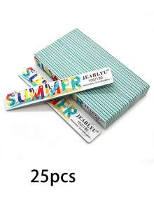 JEARLYU 2/5/9/25件装季节性方形指甲锉，精美单面印花抛光打磨块，100/180目高品质修甲锉 - 彩色 - 查看 9