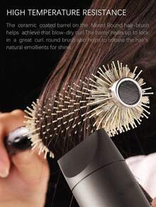 Professionelle Rundbürste mit Heißluft, geeignet zum Stylen - Aluminiumkörper und Nylonborsten. Präzise Temperaturkontrolle beim Stylen. Erhältlich in 3 Größen. Geeignet für Barbershops, Salons, Reisen, Rückkehr zur Schule, Urlaub und verschiedene Anlässe, eine ideale Wahl für das Haarstyling. Entwirrt das Haar mühelos, ein leistungsstarkes Werkzeug. - Schwarz - Übersicht 2