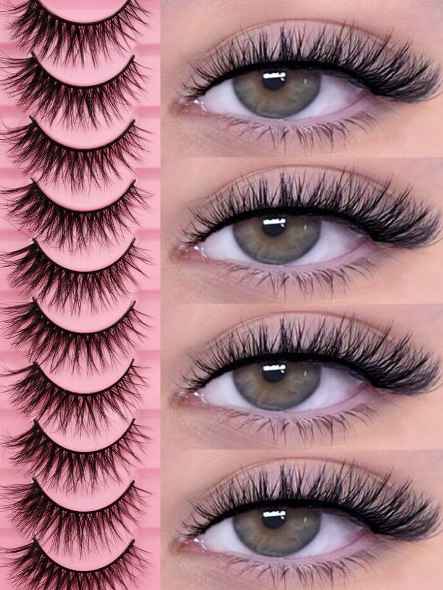 10对假睫毛 猫眼假睫毛 狐狸眼假睫毛 眼尾加长假睫毛 仿貂毛假睫毛 自然妆效假睫毛 短款睫毛嫁接 化妆用假睫毛条，睫毛，假睫毛 - 交叉款 - 查看 1