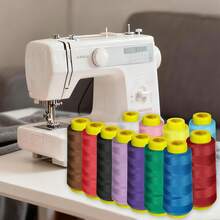 EDCUEBE7 3000码缝纫线，包缝线-多色，缝纫线筒，通用缝纫线，包缝线筒，涤纶包缝线，适用于包缝机、锁边机、绗缝、拼接、缝纫机、手工刺绣