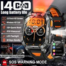 KENPANG 2026 New Men's Outdoor Sports Smart Watch 1400mAh Ultra Large Battery 2.01" HD AMOLED Full Touch Red Light Flashing SOS LED Flashlight 100+ Sports Modes Bluetooth Call Voice Assistant Fitness Tracker Compatible With IOS & Android - Multicolor - View 20