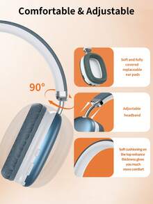 Tagry 无线蓝牙耳机，带麦克风，可折叠便携，HiFi立体声，记忆海绵耳罩 - 藍色 - 查看 6