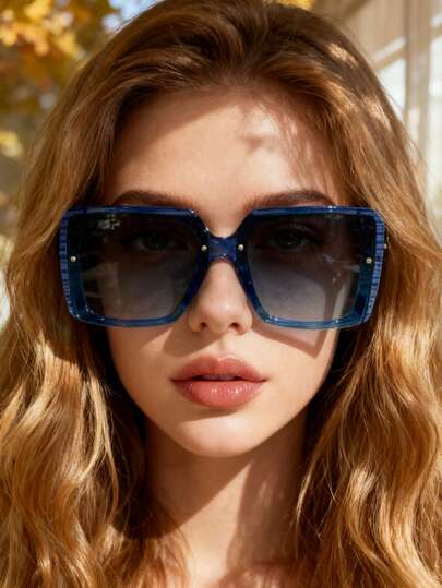 1pc Ombre Bohemian Style Oversized Fashion Glasses, Fashion Unisex Eyewear For Street Style, Beach Vacation, Holiday Gift, Outdoor Activities, Golf, Photography, Beach Toys, Summer Beach Getaway