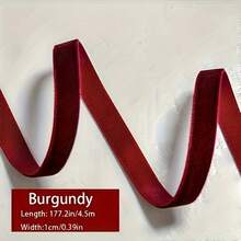 1 Roll 5 Yards Elegant Luxurious Burgundy Velvet Ribbon (Length 450cm/177in), Burgundy Gift Wrapping Ribbon, Bouquet Packaging Ribbon, Christmas Gift Box Bow Decor Ribbon, DIY Ribbon, Handmade Bow Bouquet Gift Satin Ribbon, Christmas Tree Decor, Wedding Party Holiday Decor, Suitable For Christmas, Wedding, Birthday, Valentine's Day - Burgundy - View 10