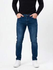 Men's Jeans With Lycra – Basic, Comfortable, And With A Perfect Fit | Premium Stretch Fabric | Ideal For Everyday Wear - 藍色的 - 查看 5