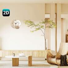 2D Modern Minimalist Silent Wall Clock, High-End Decorative Clock, Seamless Asymmetrical Shape, Suitable For Bedroom, Dining Room, Living Room, Office, Sofa Background, Mother's Day, New Year, Valentine's Day, Wedding Decor, Friend's Birthday Gift, Battery-Free - Beige - View 3