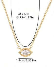 New Stainless Steel Gold Color Necklace, Minimalist Sparkling Zirconia Pendant, Suitable For Women And Girls To Wear To Parties And Weddings - Multicolor - View 14