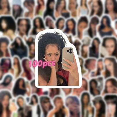 100pcs Katseye Girl Group Cartoon Graffiti Stickers, Suitable For Decorating Refrigerator, Luggage, Laptop